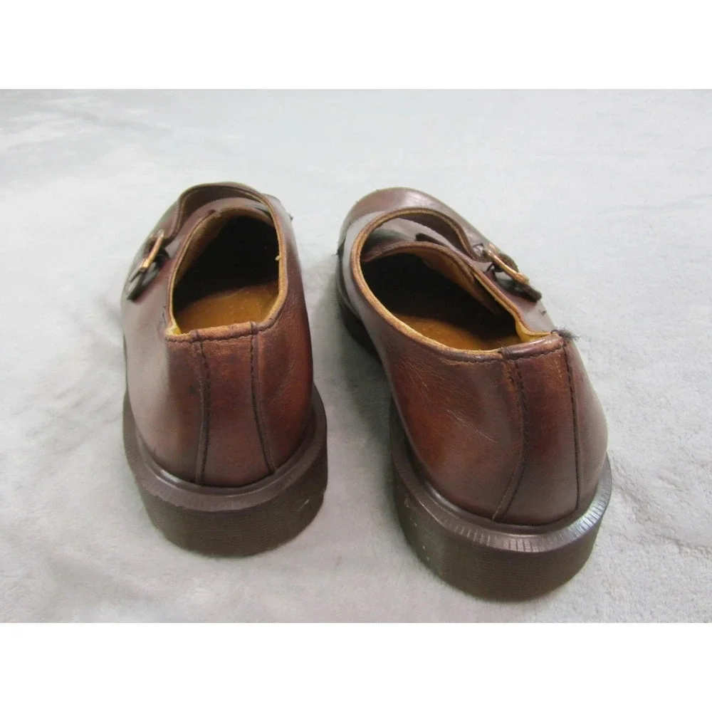 Vtg Dr Martins Monk Strap Shoe Mens Size 8 Brown Made In England Leather